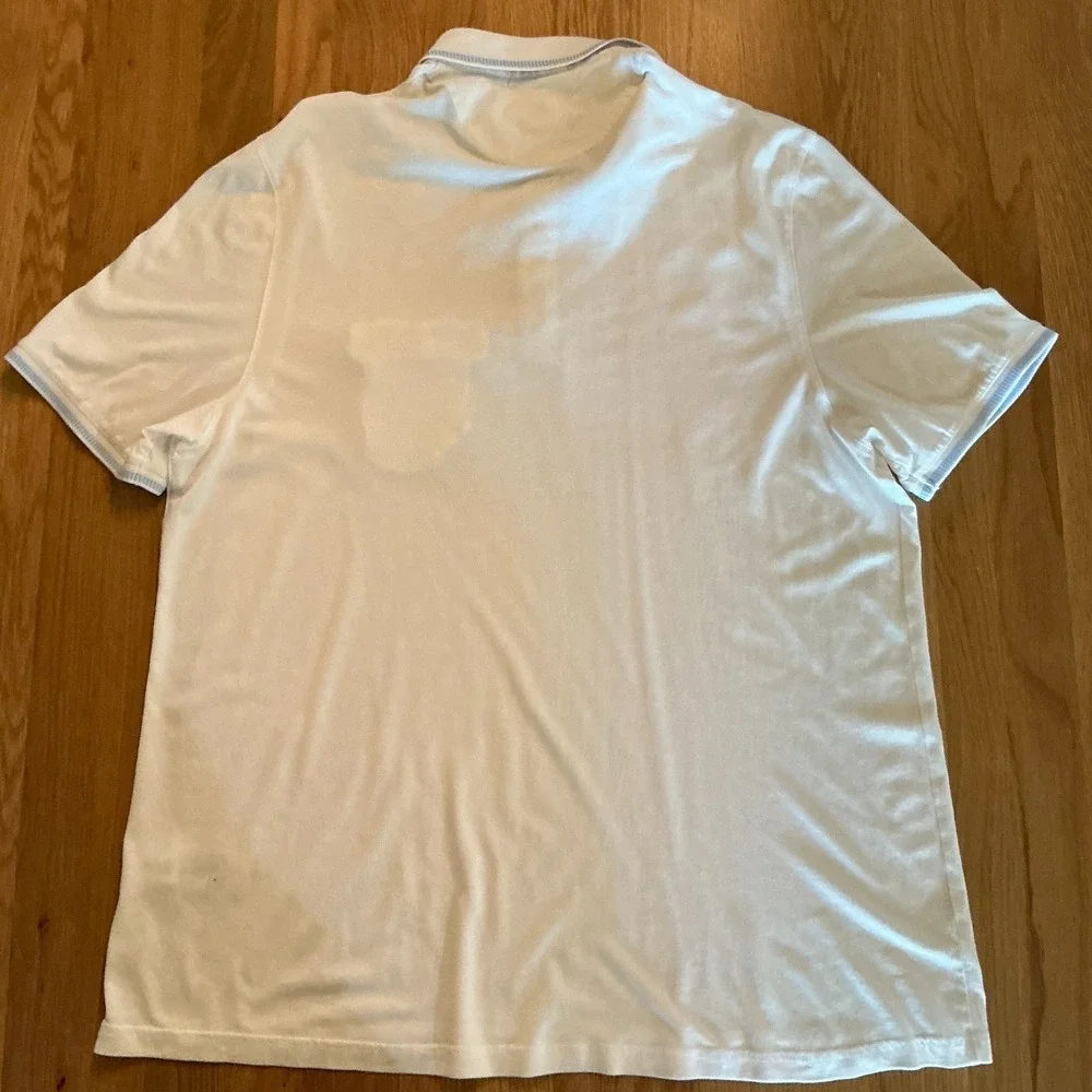 Ted Baker London Polo Shirt Mens XL White‎ Cotton Modal Short Sleeve Designer